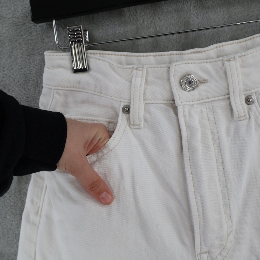&DENIM Wide Leg Cropped High Waist Jeans Womens 2 White Preppy Casual Nautical‎ - Picture 5 of 16